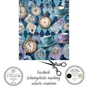 Papel De Seda Relojes y tazas de té decoupage Harlequin 