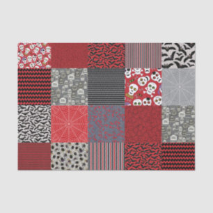 Papel De Seda Remiendo de Halloween rojo, gris y negro