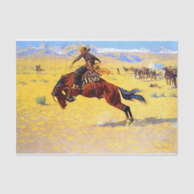 Papel De Seda Remington Old West Horse y Cowboy (Anverso)