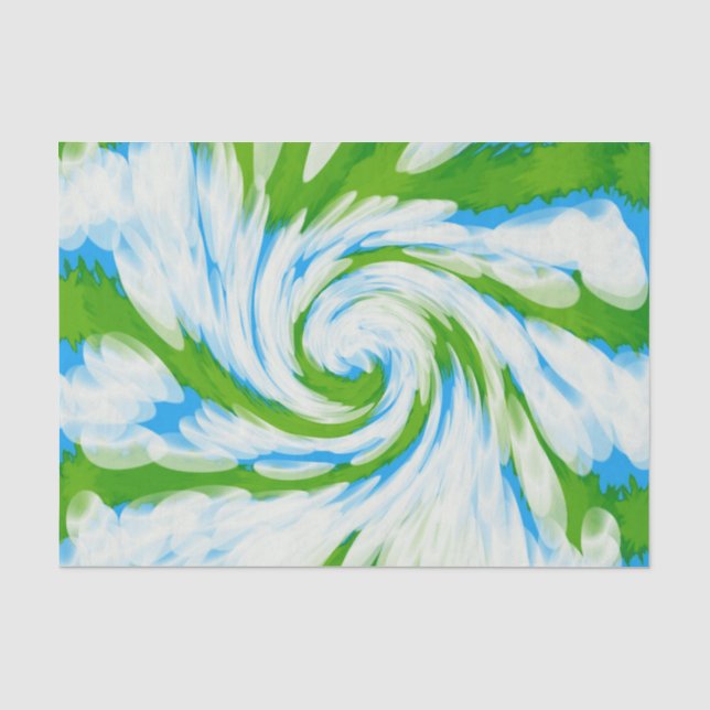 Papel De Seda Remolino azulverde maravilloso del teñido anudado (Anverso)