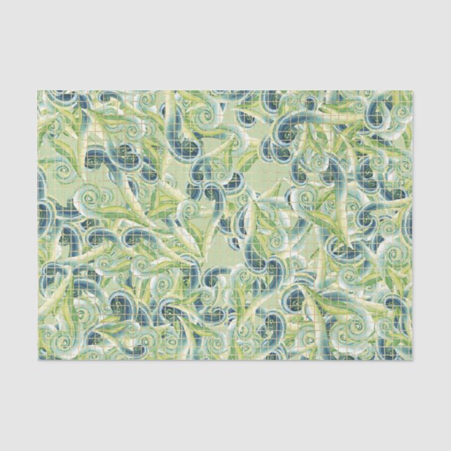 Papel De Seda Remolino Verde y Azul (Anverso)
