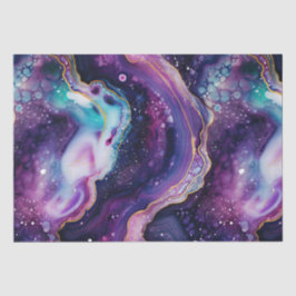 Papel De Seda Remolinos abstractos de Ágata Celeste Púrpura Azul