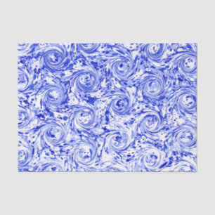 Papel De Seda Remolinos azules abstractos veteados del blanco