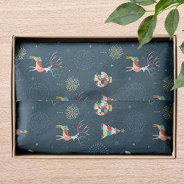 Papel De Seda Reno de árbol de Navidad geométrico moderno