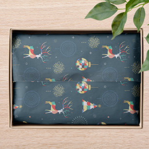 Papel De Seda Reno de árbol de Navidad geométrico moderno