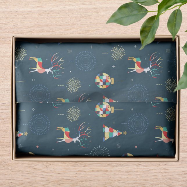 Papel De Seda Reno de árbol de Navidad geométrico moderno (Subido por el creador)