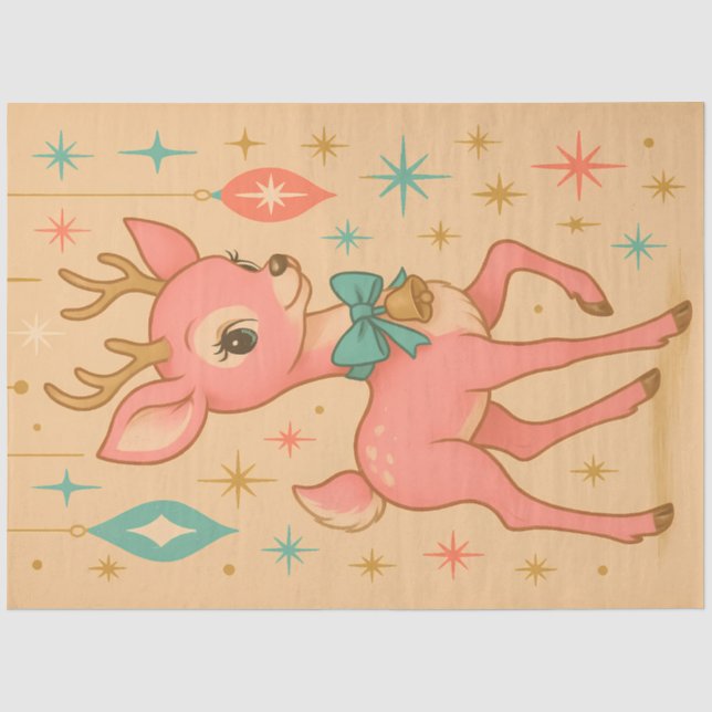 Papel De Seda Reno de Pink Bubblegum | Kitschy Navidad Retro (Anverso)