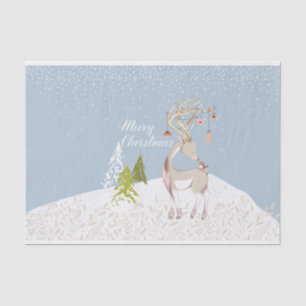 Papel De Seda Reno y petirrojo lindos en la nieve