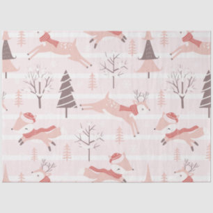 Papel De Seda Renos Árboles de Navidad Navidades rosados moderno