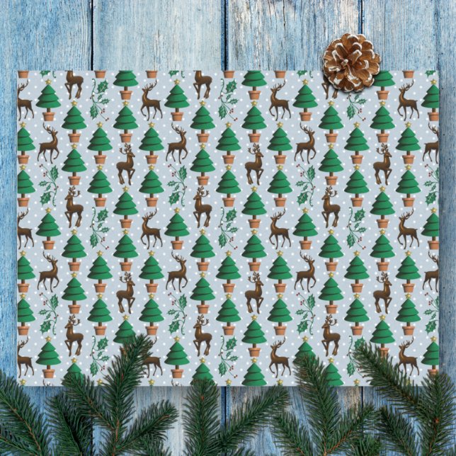Papel De Seda Renos, árboles de Navidad y Holly (Subido por el creador)