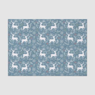 Papel De Seda Renos de Navidad, bayas del bosque, copos de nieve