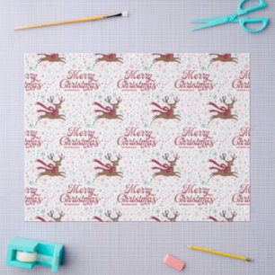 Papel De Seda Renos Reno personalizados con copos de nieve atómi