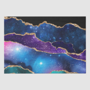 Papel De Seda Resumen Agato celeste Purpurina de oro morado azul