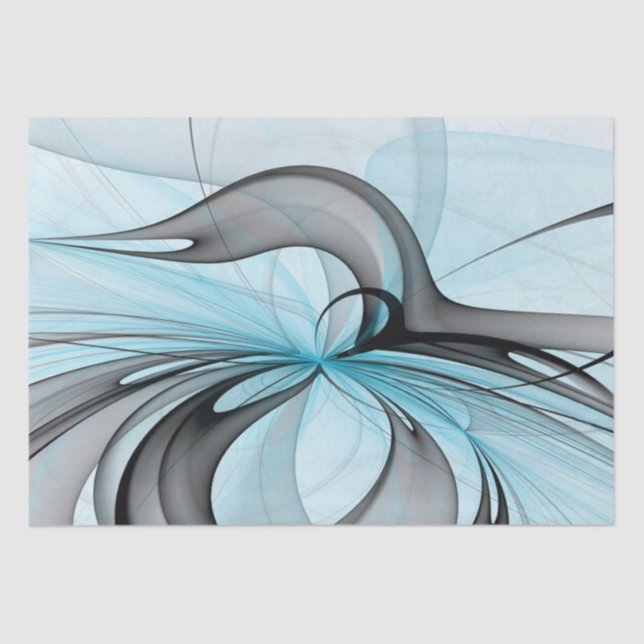 Papel De Seda Resumen Antracita Gris Azul azul arte fractal mode (Anverso)