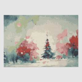 Papel De Seda Resumen Árboles navideños 3 acuarela