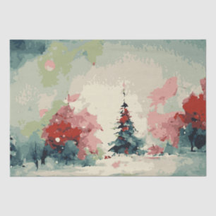 Papel De Seda Resumen Árboles navideños 3 acuarela