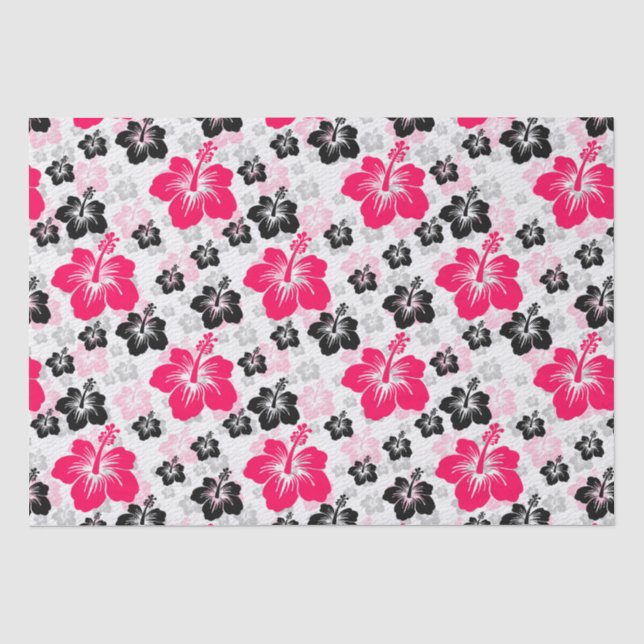 Papel De Seda Resumen Blanco negro rojo floral (Anverso)
