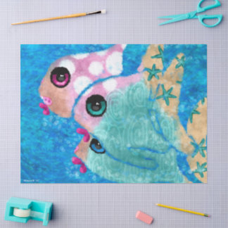 Papel De Seda Resumen caprichoso Pescado Nautical Coastoupage