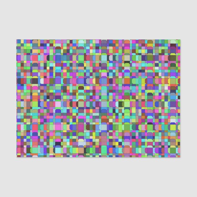 Papel De Seda Resumen Cuadrados Formas Patrón Multicolor (Anverso)