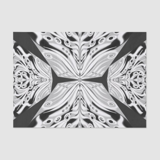 Papel De Seda Resumen De Alas De Mariposa Blanca Y Negra Gris (Anverso)