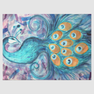 Papel De Seda Resumen de arte de Peacock Verde azulados amantes