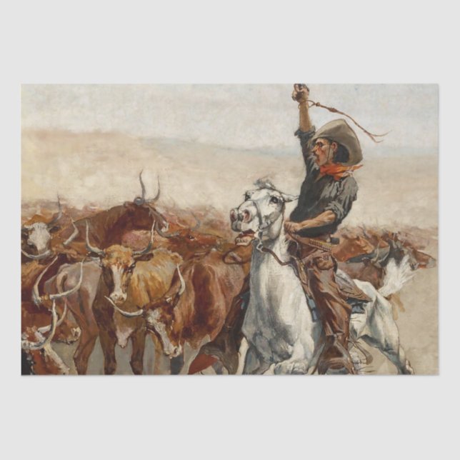 Papel De Seda Resumen de arte occidental de Frederic Remington (Anverso)
