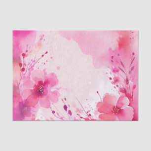 Papel De Seda Resumen de color de agua en flor rosa