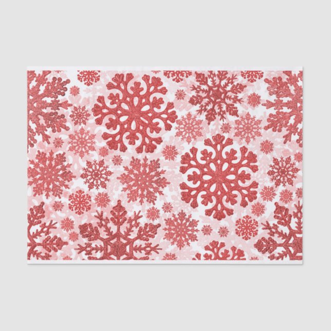 Papel De Seda Resumen de copos de nieve rojos festivos para navi (Anverso)