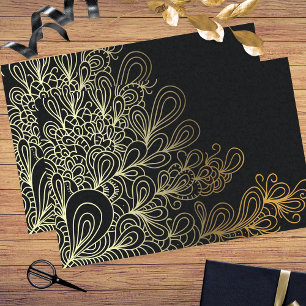 Papel De Seda Resumen de dibujos artísticos de la línea de oro a