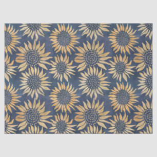 Papel De Seda Resumen de girasoles amarillos en azul