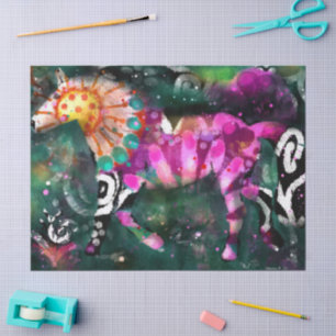 Papel De Seda Resumen de la Decoración Verde Rosa Floral de Caba