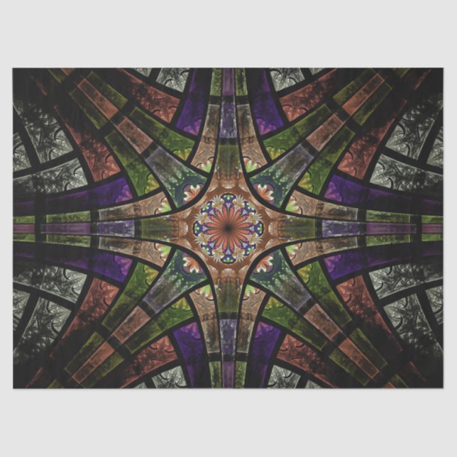 Papel De Seda Resumen de la ventana de vidrio templado fractal 2 (Anverso)