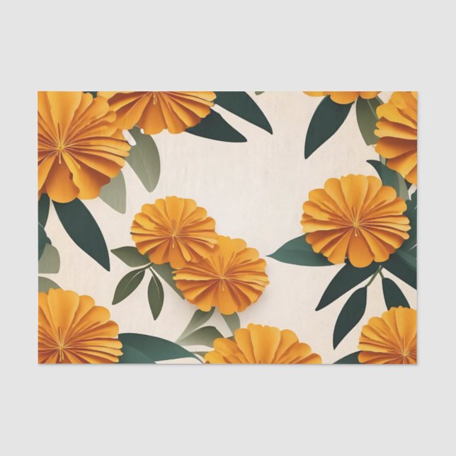 Papel De Seda Resumen de las flores de oro de Marigold (Anverso)
