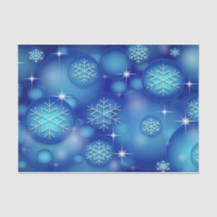 Papel De Seda Resumen de Navidades Bolas azules y copos de nieve