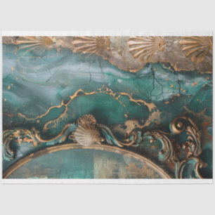 Papel De Seda Resumen de océanos y conchas, arte de medios mixto
