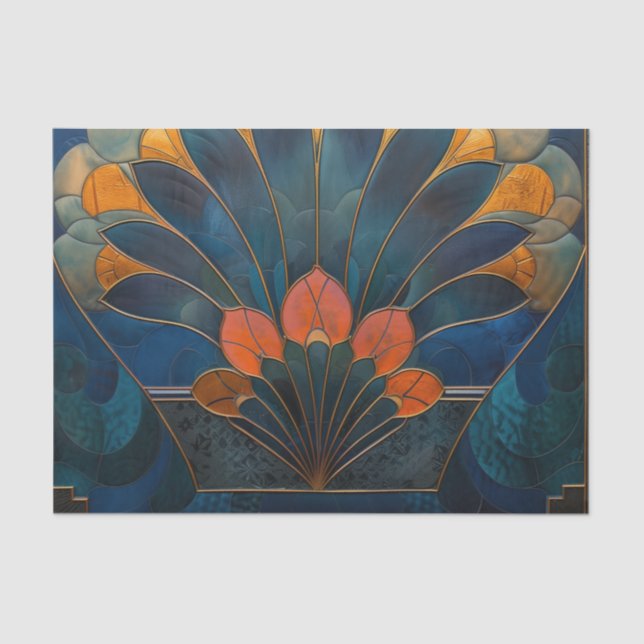 Papel De Seda Resumen de Peacock Art Deco (Anverso)