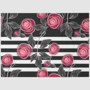 Papel De Seda Resumen de rosas rojas modernas hojas esbozadas