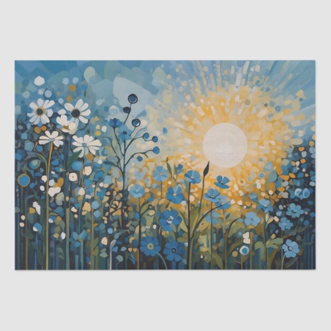 Papel De Seda Resumen de Sunrise Wildflowers Field Decoupage (Anverso)