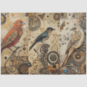 Papel De Seda Resumen de Vintage Aves Grunge Desnuda