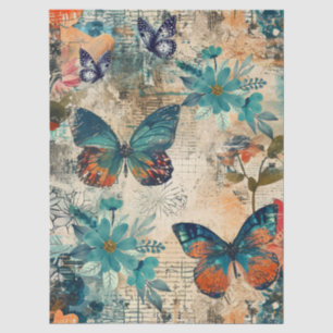 Papel De Seda Resumen del Art College Florals y las mariposas