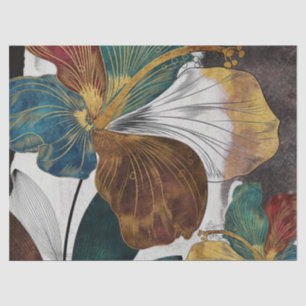 Papel De Seda Resumen del arte floral de la línea de oro con Pet