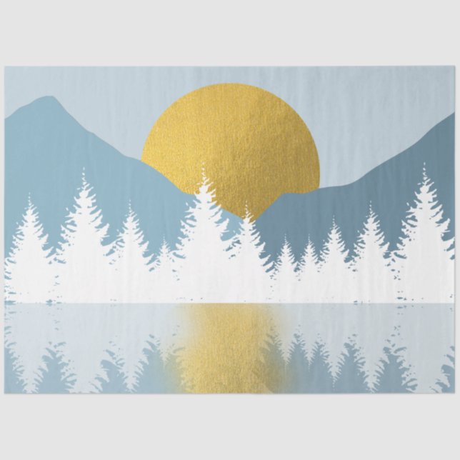Papel De Seda Resumen del paisaje Golden Winter Sunrise (Anverso)
