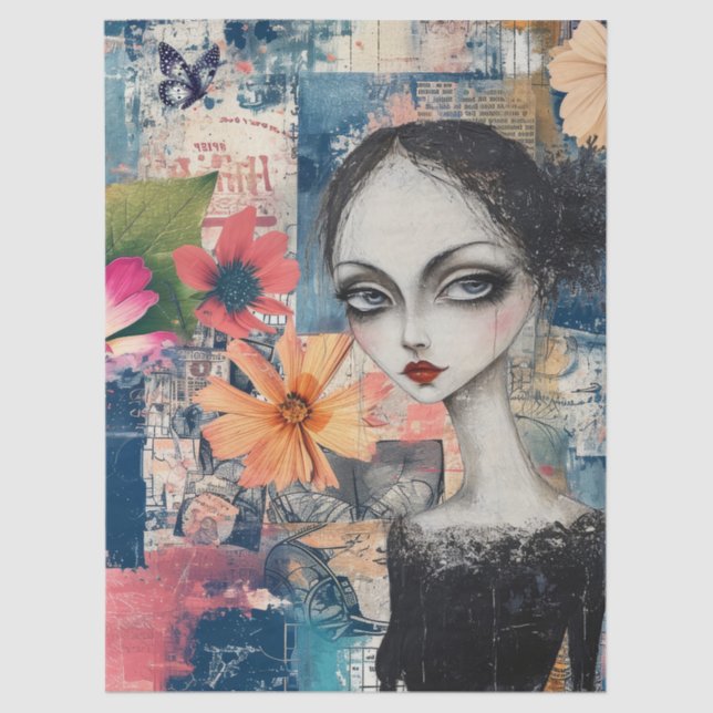 Papel De Seda Resumen Escuela de Arte Gótico Floral Chica Maripo (Anverso)