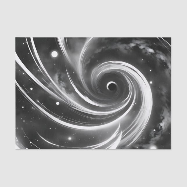 Papel De Seda Resumen espacial en blanco y negro (Anverso)