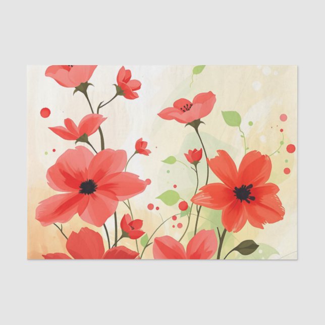 Papel De Seda Resumen Flores de impresionismo en flor (Anverso)