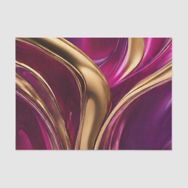 Papel De Seda Resumen Flujo Art-Fuchsia Purple y Gold- (Anverso)