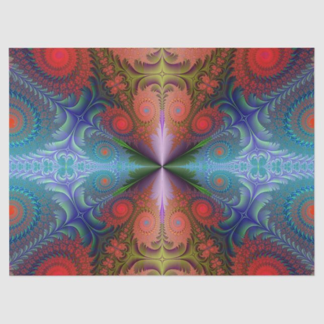 Papel De Seda Resumen fractal Diseño Azul Rojo 37 Descodificació (Anverso)