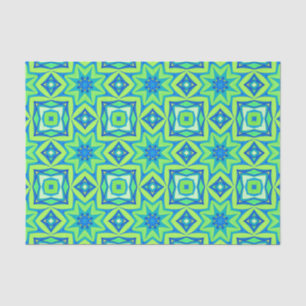 Papel De Seda Resumen Geométrico Estrella - Verde Lime y Azul
