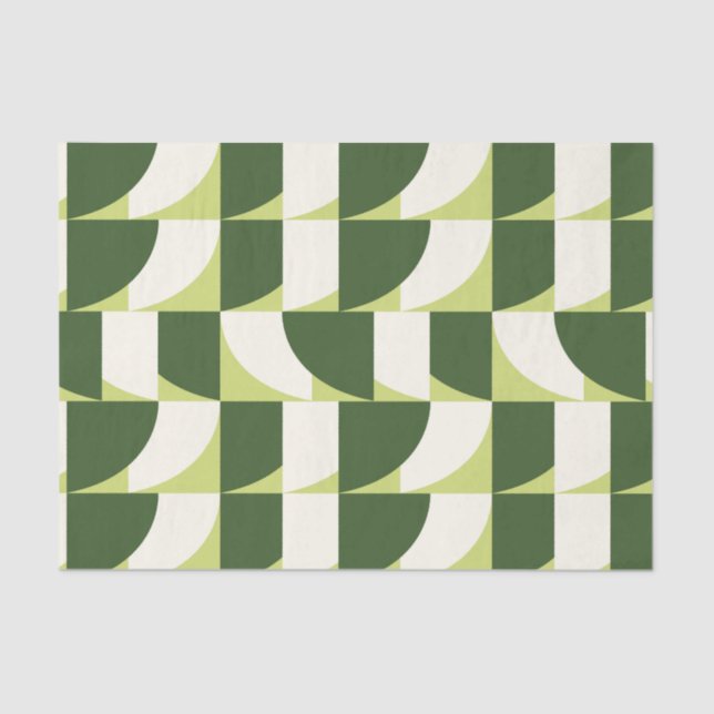 Papel De Seda Resumen geométrico verde blanco (Anverso)