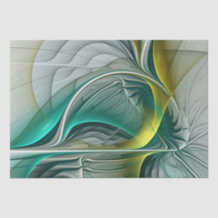 Papel De Seda Resumen hipnótico Fractal Verde azulado Turquesa d